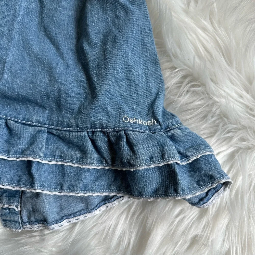Vintage Osh Kosh Denim Embroidered Floral‎ Dress Size 4